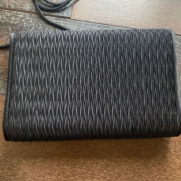 Carla Marchi clutch evening bag black bow prom wedding satin - Picture 3 of 9